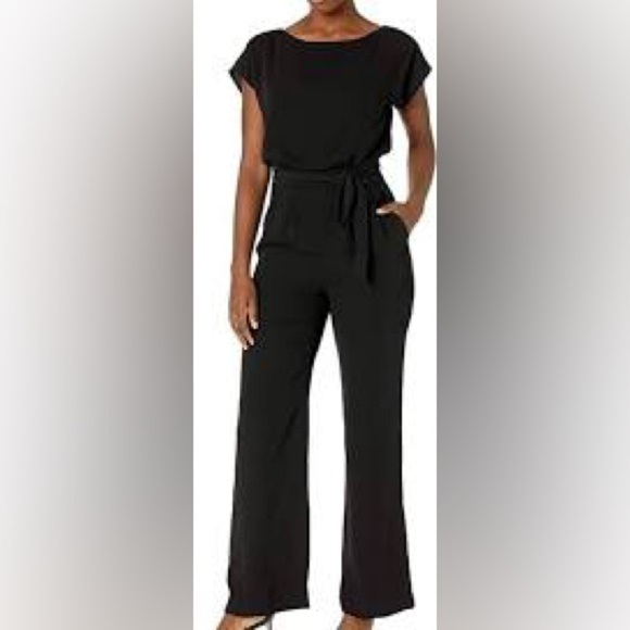 Eliza J Blake Black Cap Sleeve Wide Leg Jumpsuit Size 14 - Picture 6 of 11
